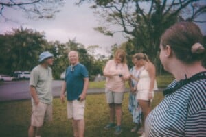 Family gathering for a holiday meal at a vacation home in Mauna Lani, Big Island Hawaii